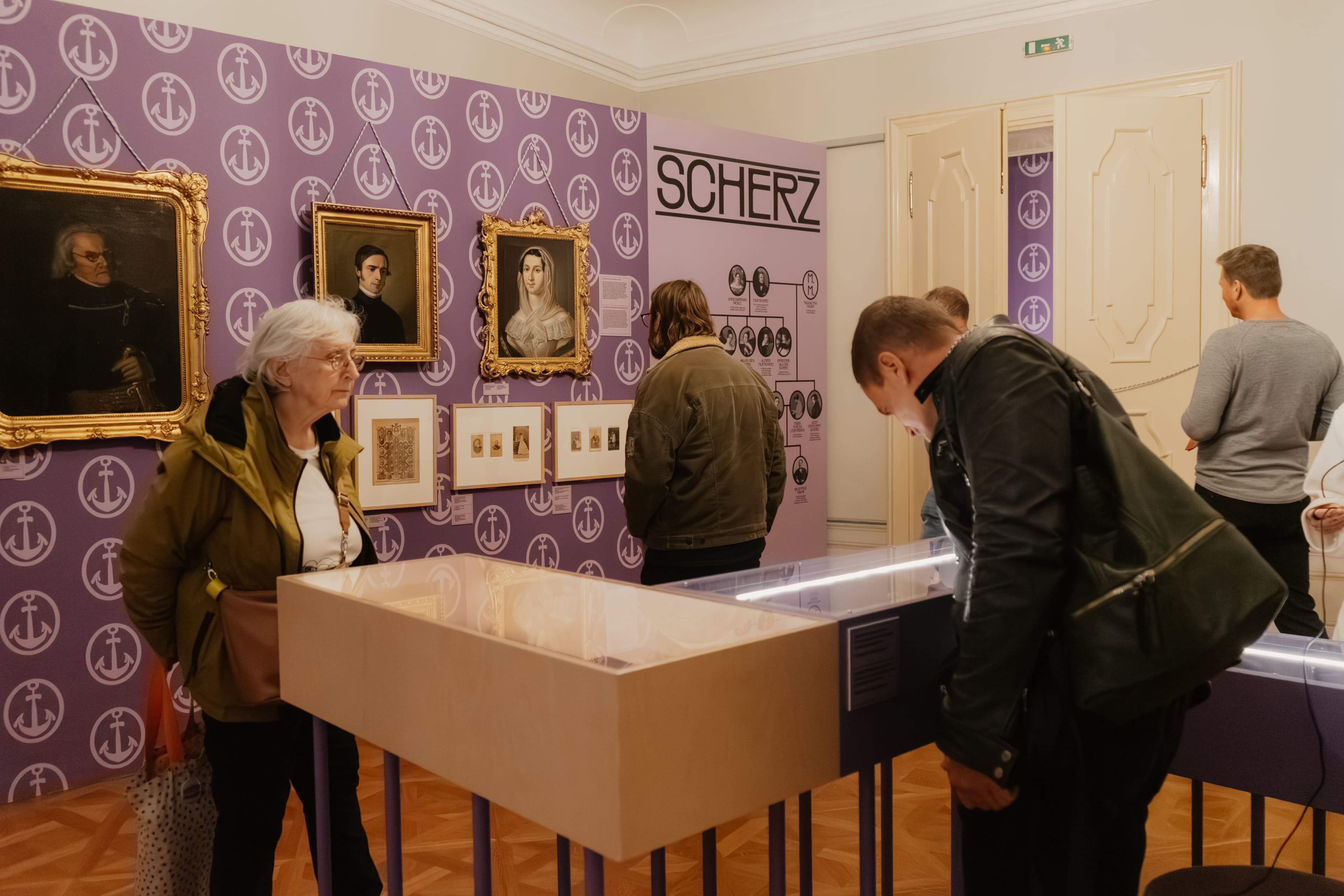 View of visitors in the Family Matters exhibition