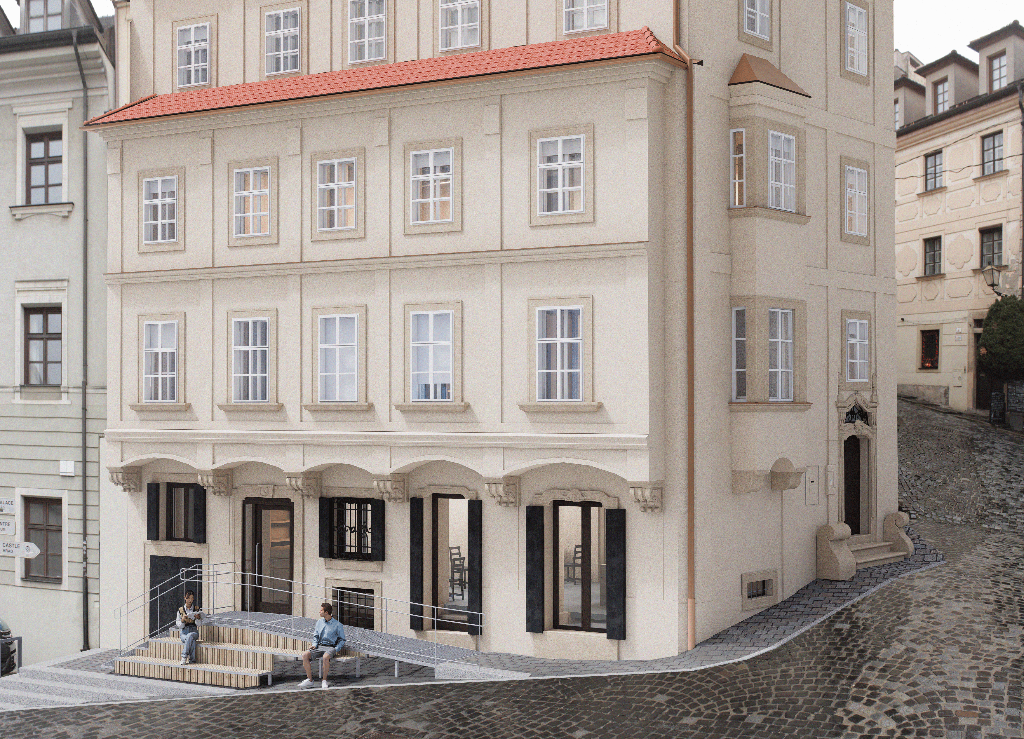 View of a visualisation of the town house on Beblavého Street as part of the Turning Points project